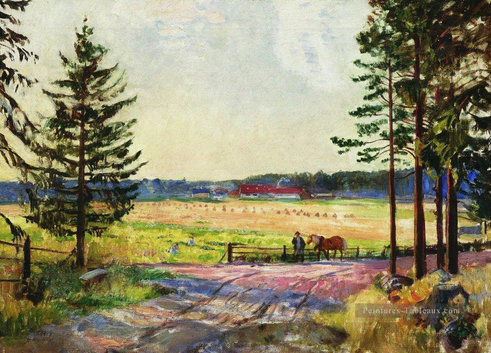 arable 1917 Boris Mikhailovich Kustodiev plan scènes paysage Peintures à l'huile
